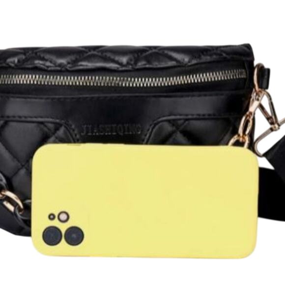 FANNY PACK Designer Paris Style SAFETY Bum Bag PUFF QUILT Modern Chain City Chic - Picture 9 of 14